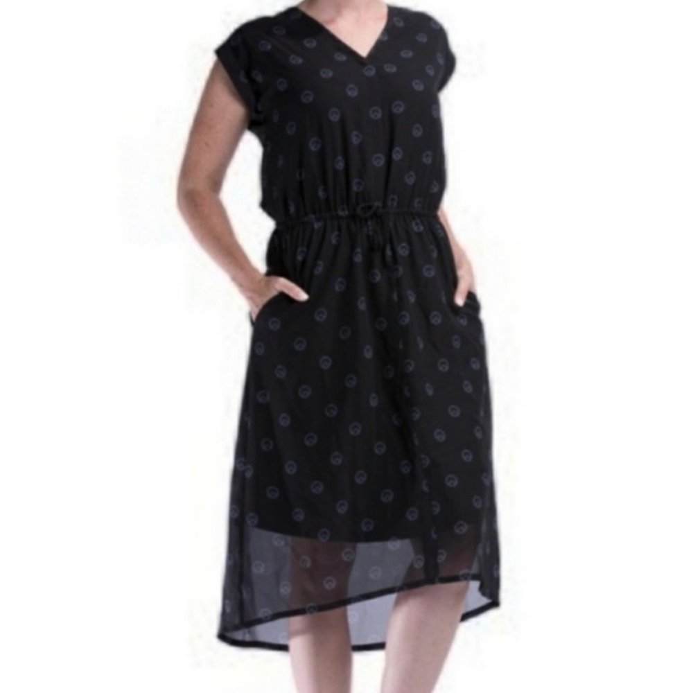 Overwatch Logo Dress Small Black Gray Midi Semi Sheer
